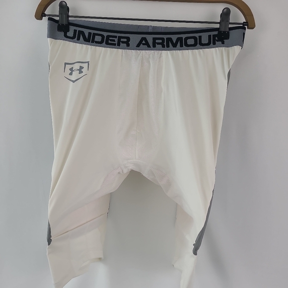 UA Under Armour Compression Slider Shorts Pads Sz XL Heat Gear White/Grey NWOT - Picture 5 of 7